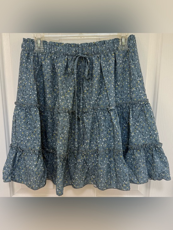 Nashalyly Dresses & Skirts - Nashalyly Tiered Light Blue Floral Drawstring Skirt With Built In Shorts